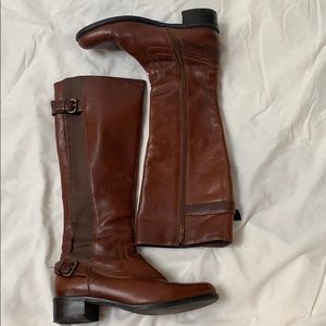 Dune flat brown knee high boots